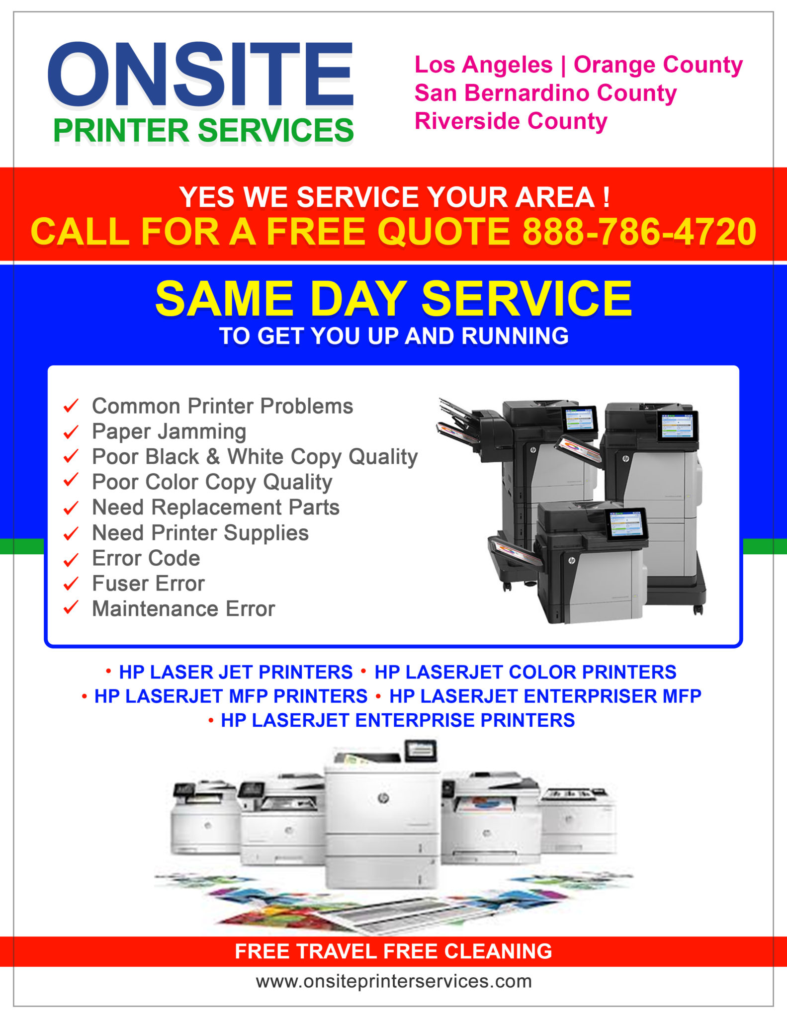 HP Color LaserJet Pro MFP M479 Repair Service Los Angeles Orange 